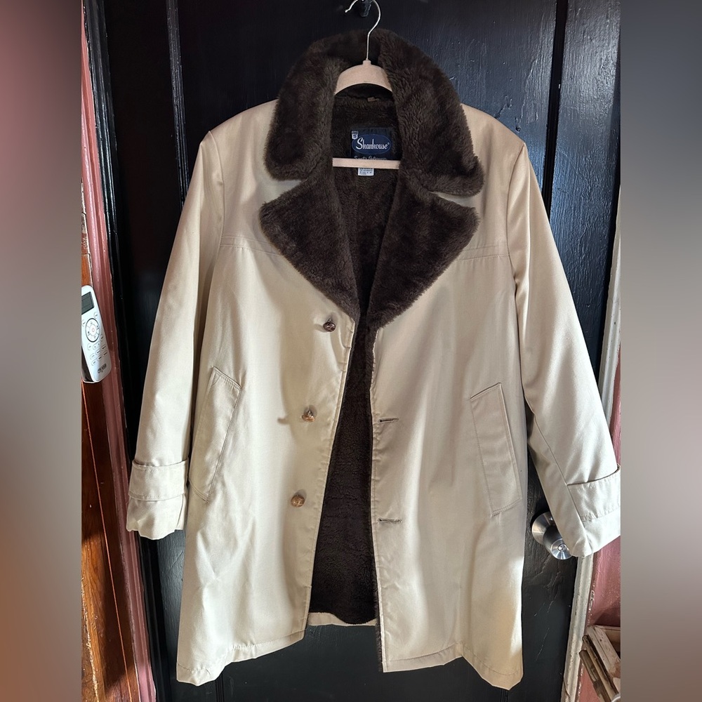 Vtg Shanhouse Outwear Brown Courdoroy Jacket Coat Sherpa Fleece Lined 38